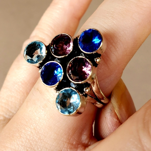 New Amethyst and Blue Quartz 925 Silver Ring. - Picture 7 of 12